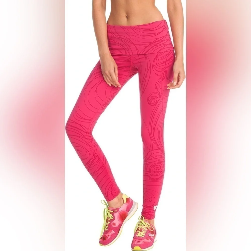 Desigual Women's Sz XS Pink Active Monochromatic Leggings With Outlined Circles